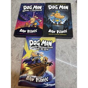 Dog Man Book Lot (3 books) by Dav Pilkey – Kids Graphic Novels. Hardcover.